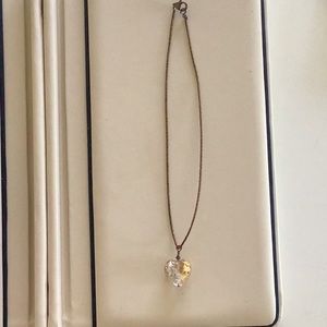 Glass Heart Necklace on Beaded Chain